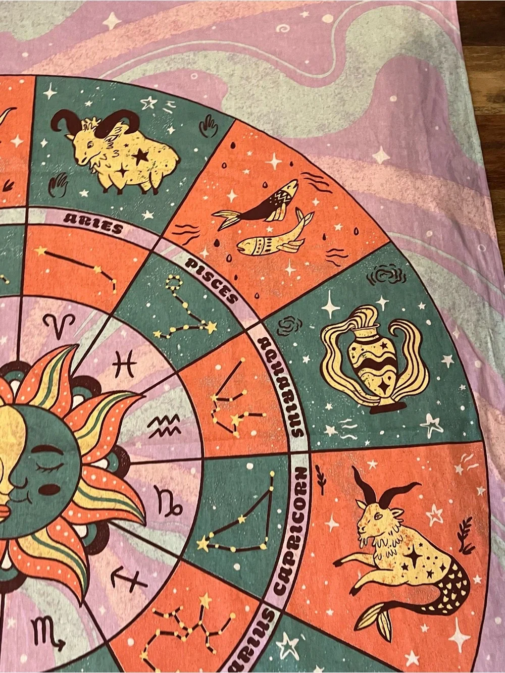 Zodiac sun moon colorful tapestry 60